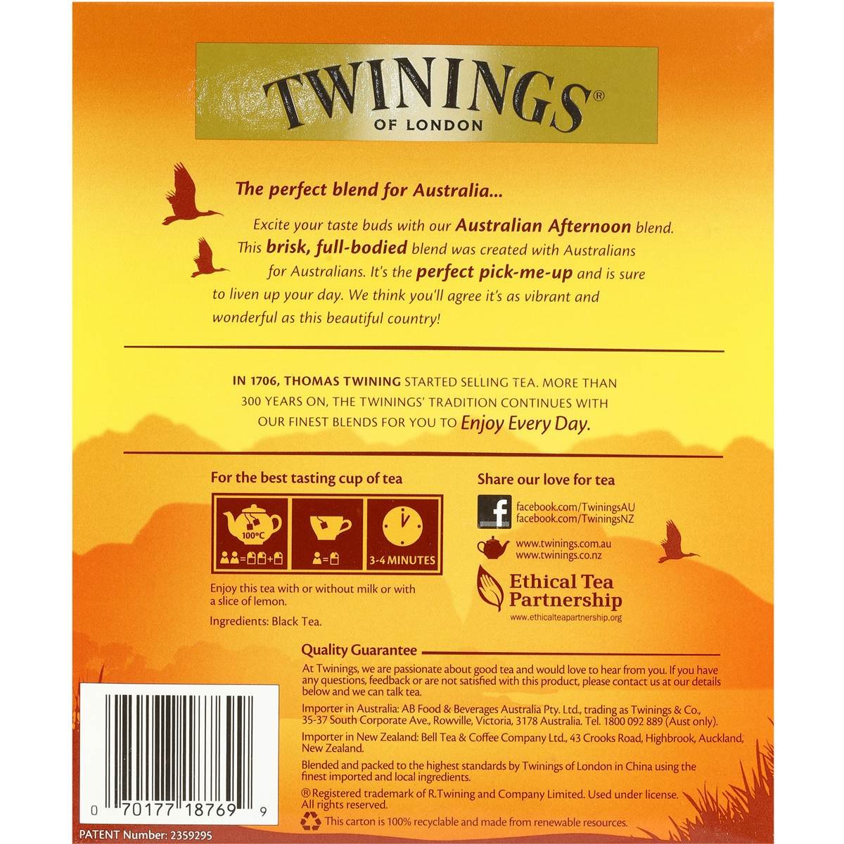 Twinings Australian Afternoon Tea – 100 Bags
