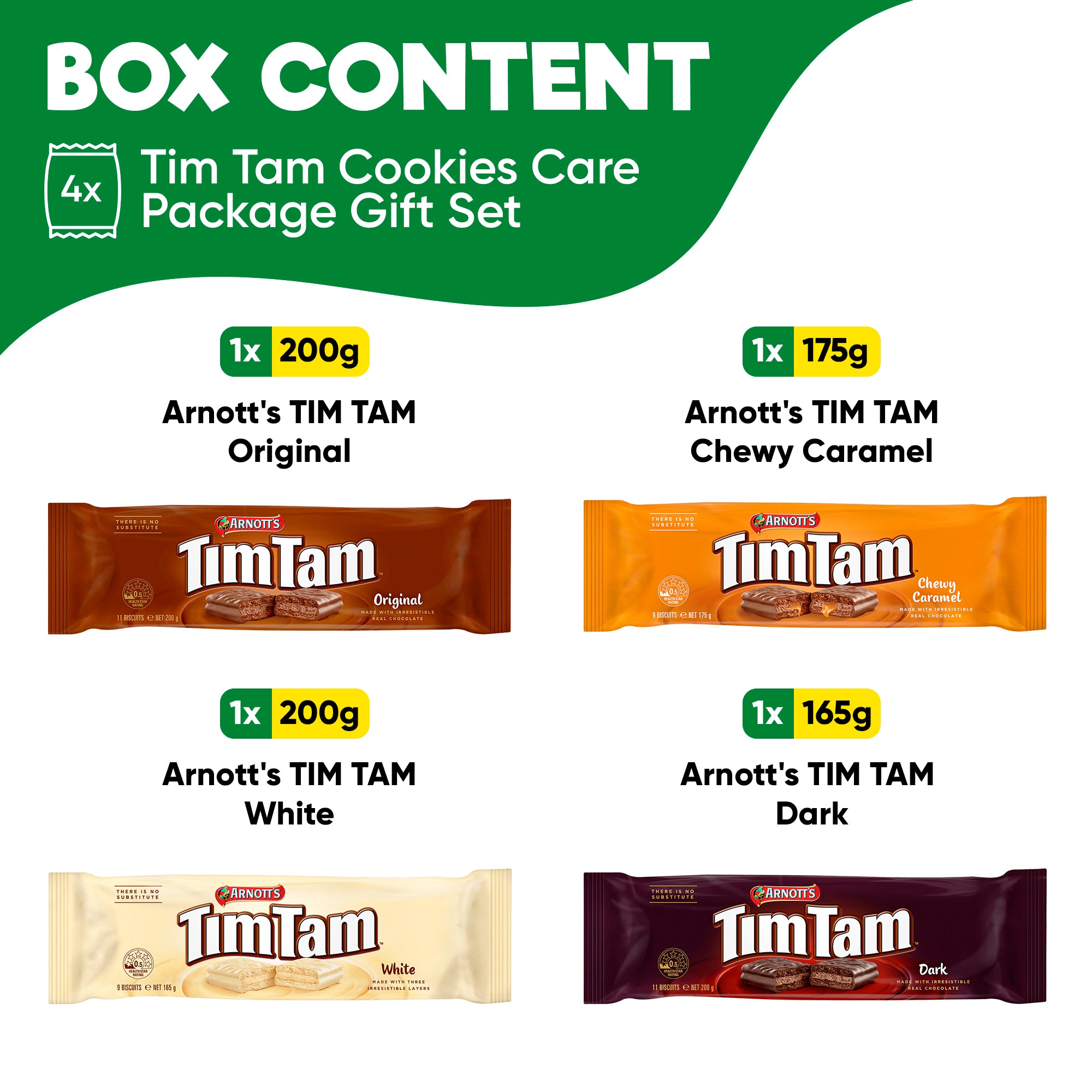 Tim Tam Collection – 4 Pack (Original, Dark, Caramel, White)