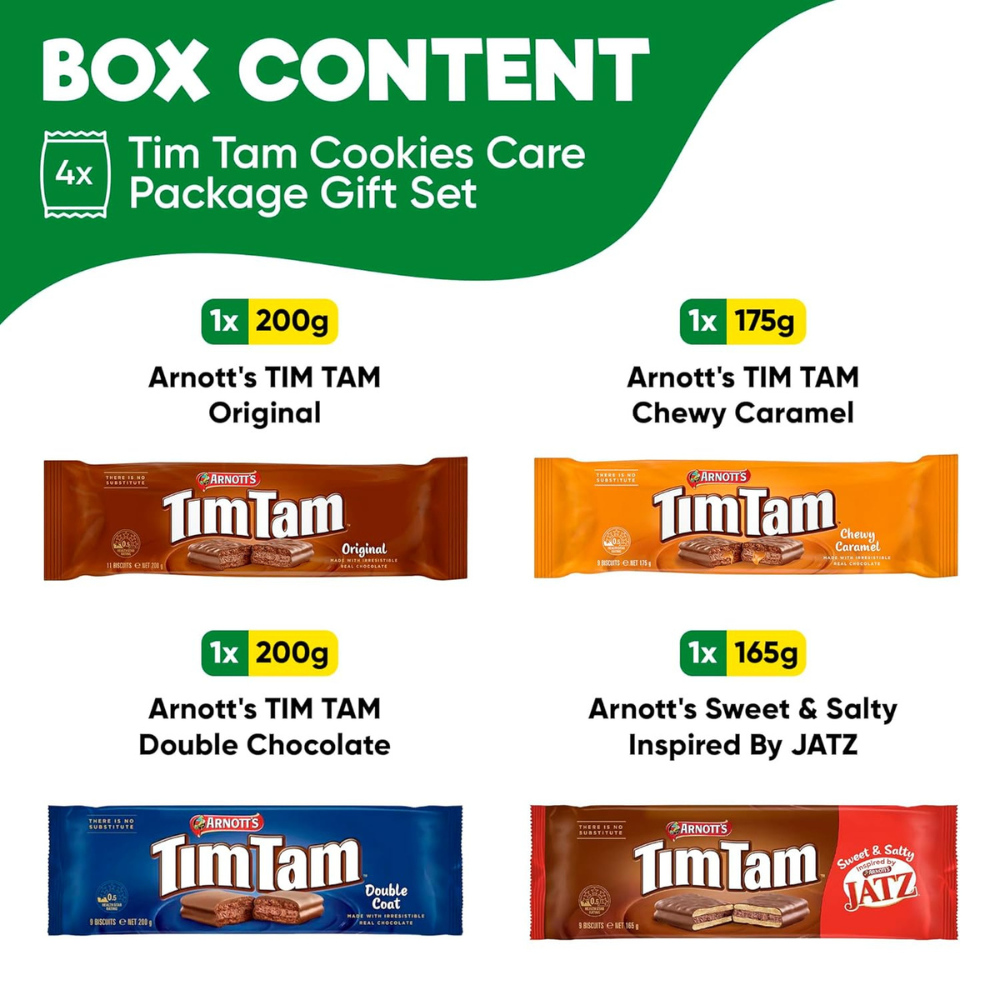Tim Tam Variety Pack – 4 Pack (Original, Double Choc, Caramel, Jatz)