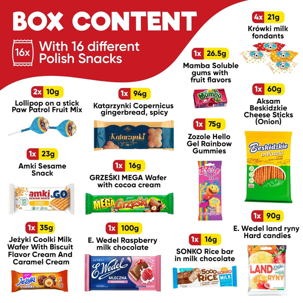Authentic Polish Candy & Snack Box - 15 Traditional Treats from Poland