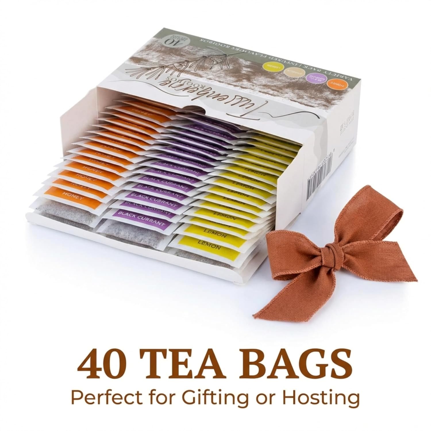 Tussenberge Rooibos Tea Variety Pack – 40 Caffeine-Free Tea Bags (Honey, Blackcurrant, Vanilla, Lemon)