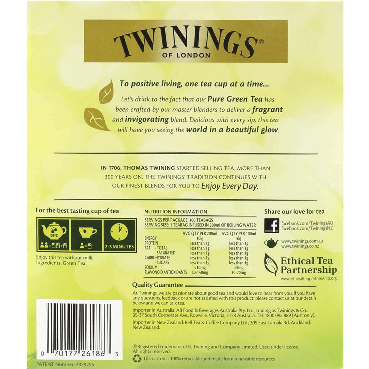 Twinings Green Tea Bags (100 Pack)