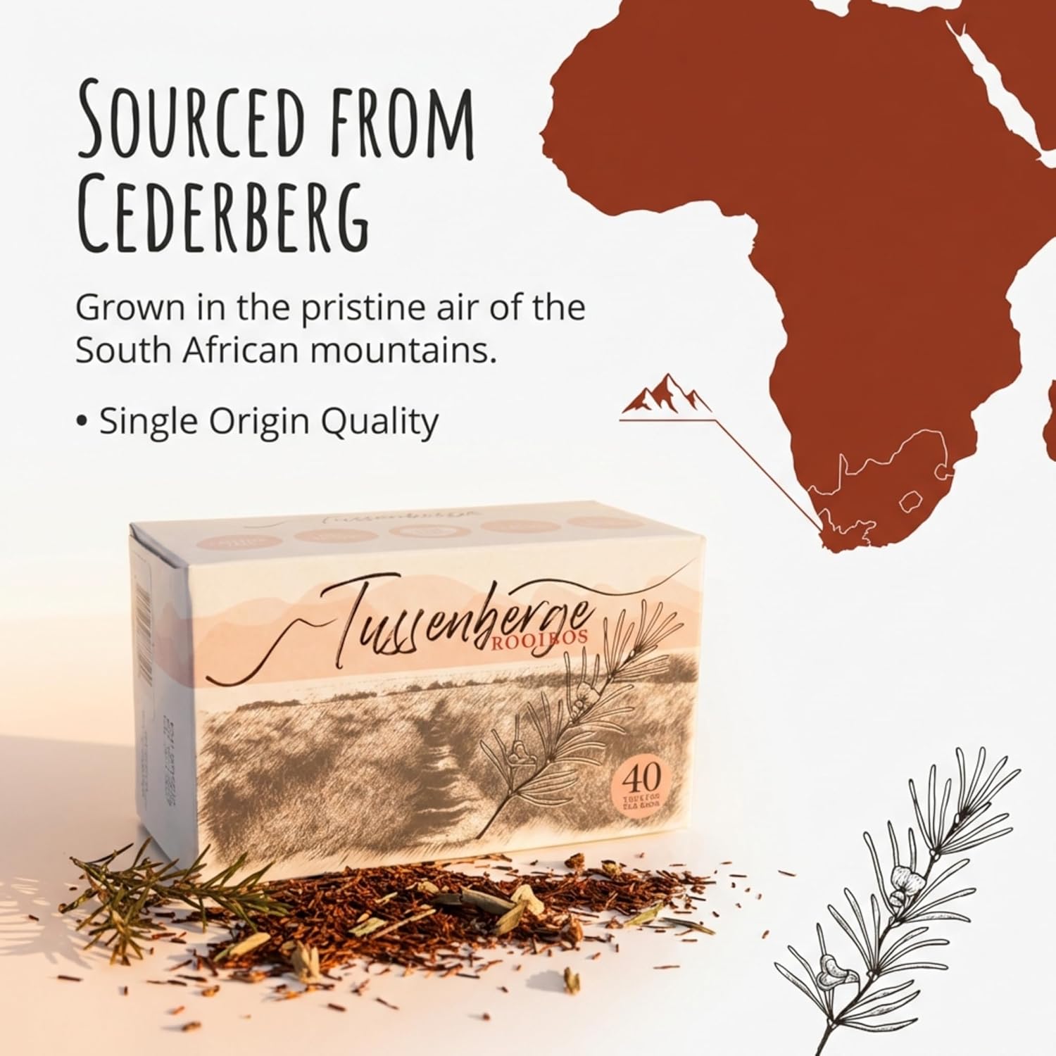 Tussenberge Pure South African Rooibos 40 Tea Bags