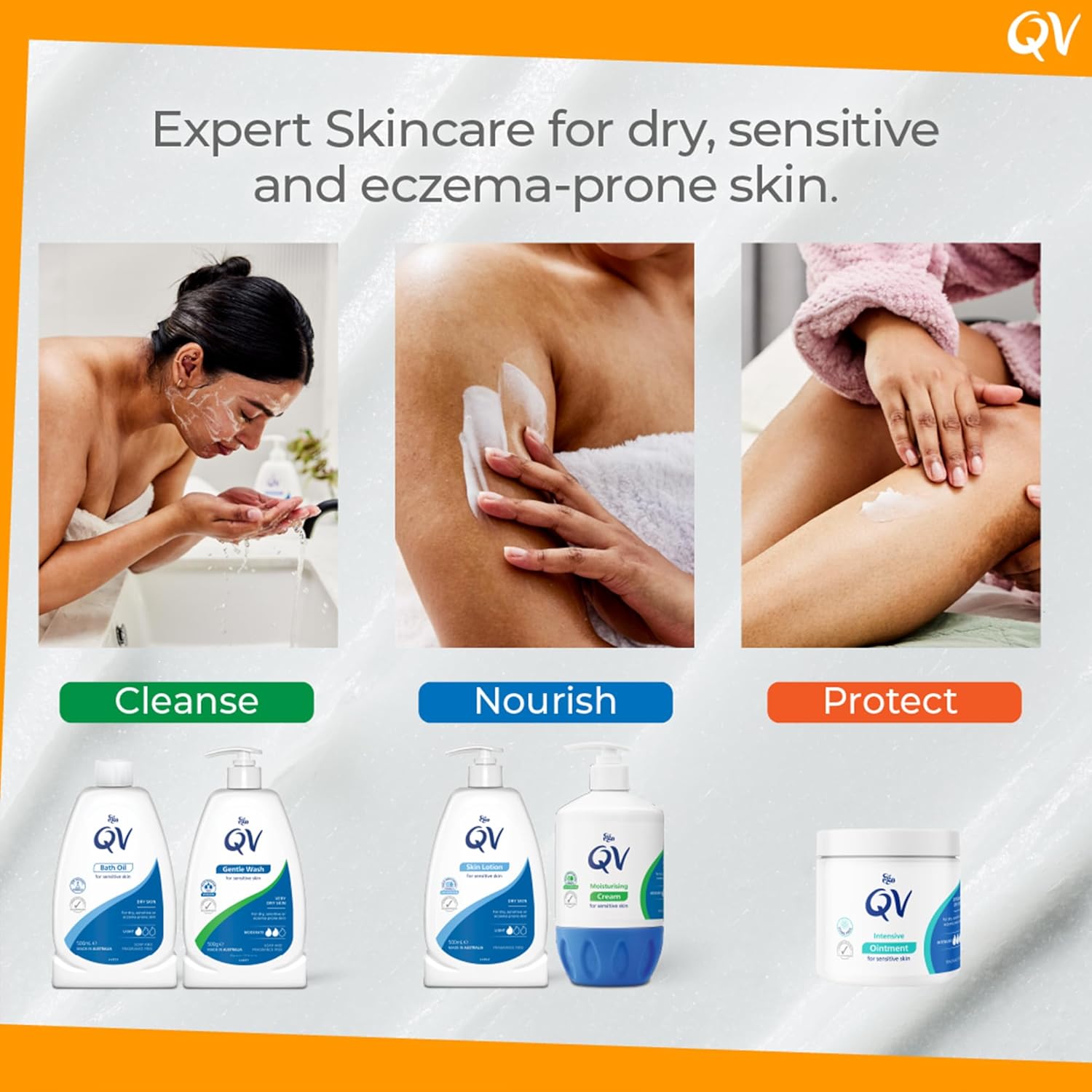 QV Cream 10% Glycerin 500g Moisturizing Cream for Sensitive Dry Skin Fragrance