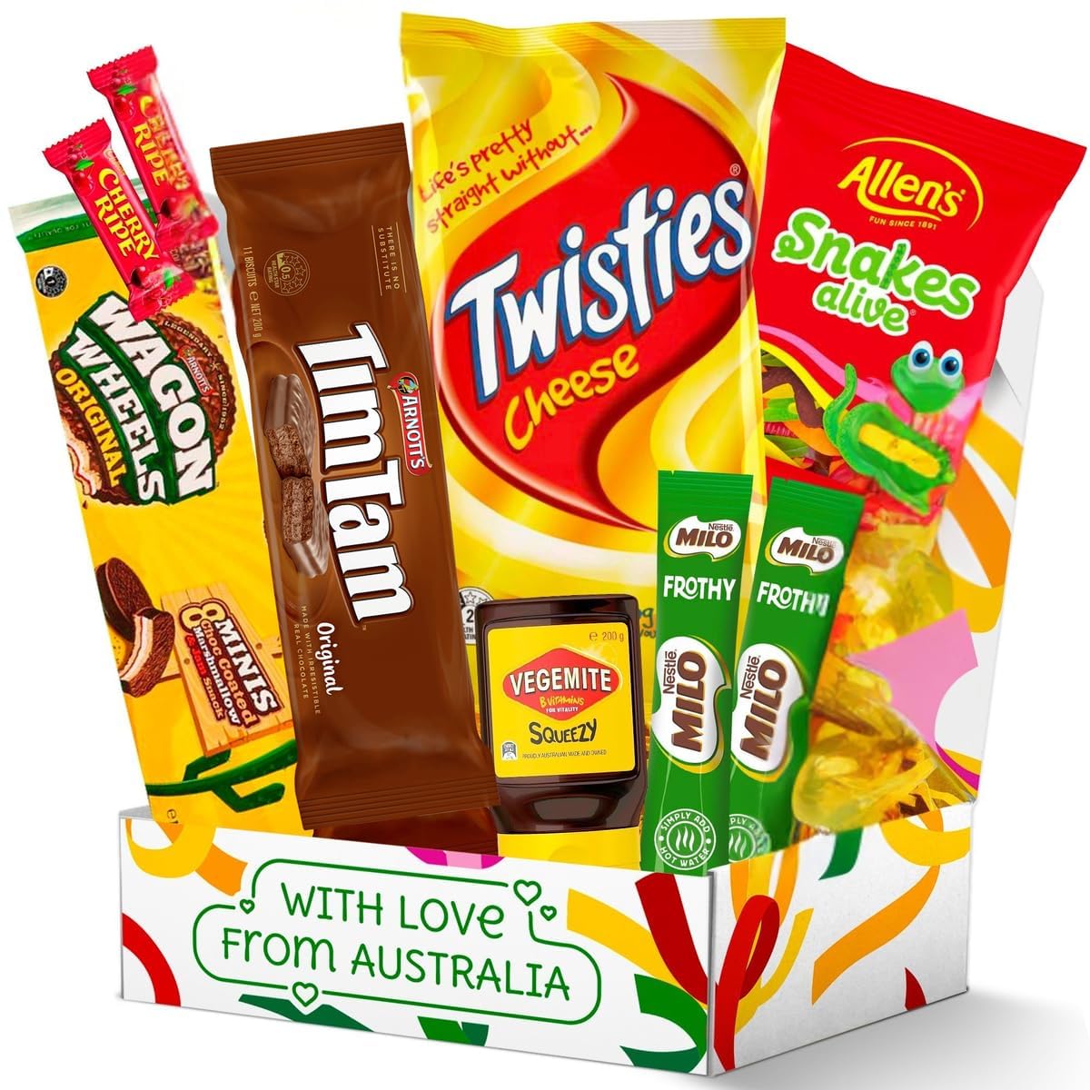 Australian Holiday Snack Box – 12 Authentic Aussie Treats Including, Vegemite, Twisties & More