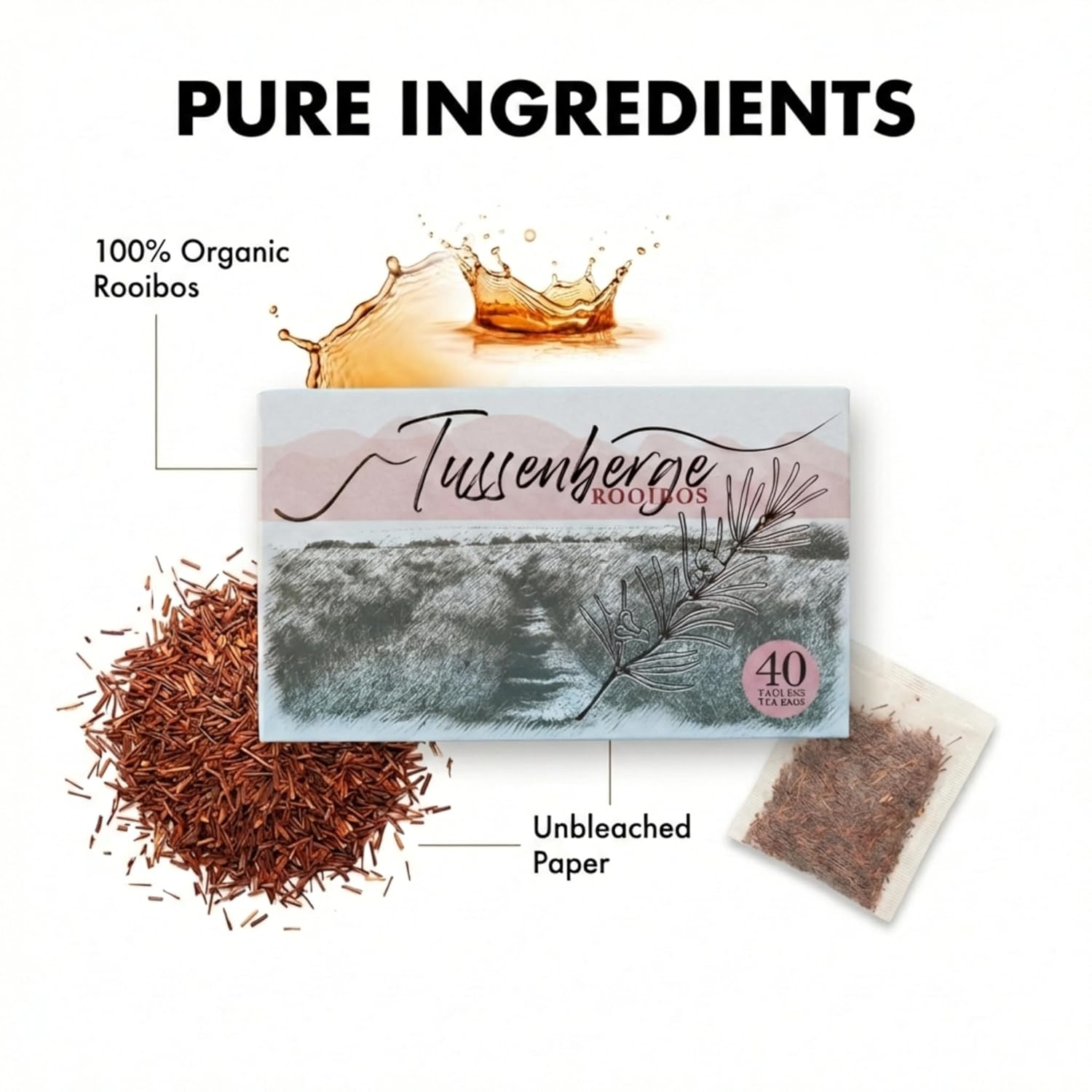 Tussenberge Pure South African Rooibos 40 Tea Bags