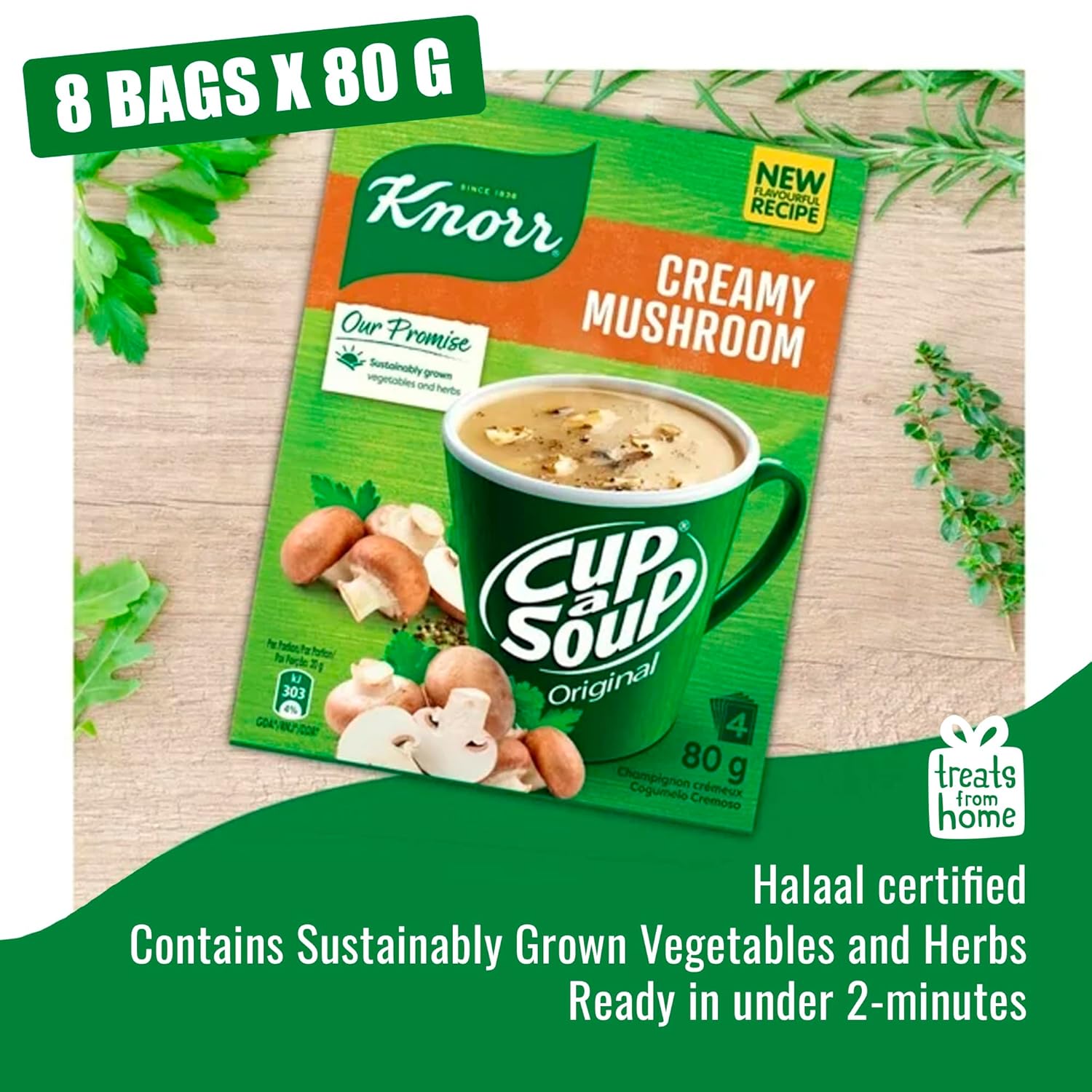 Knorr Creamy Mushroom Cup a Soup, 2 Boxes (8 Sachets)