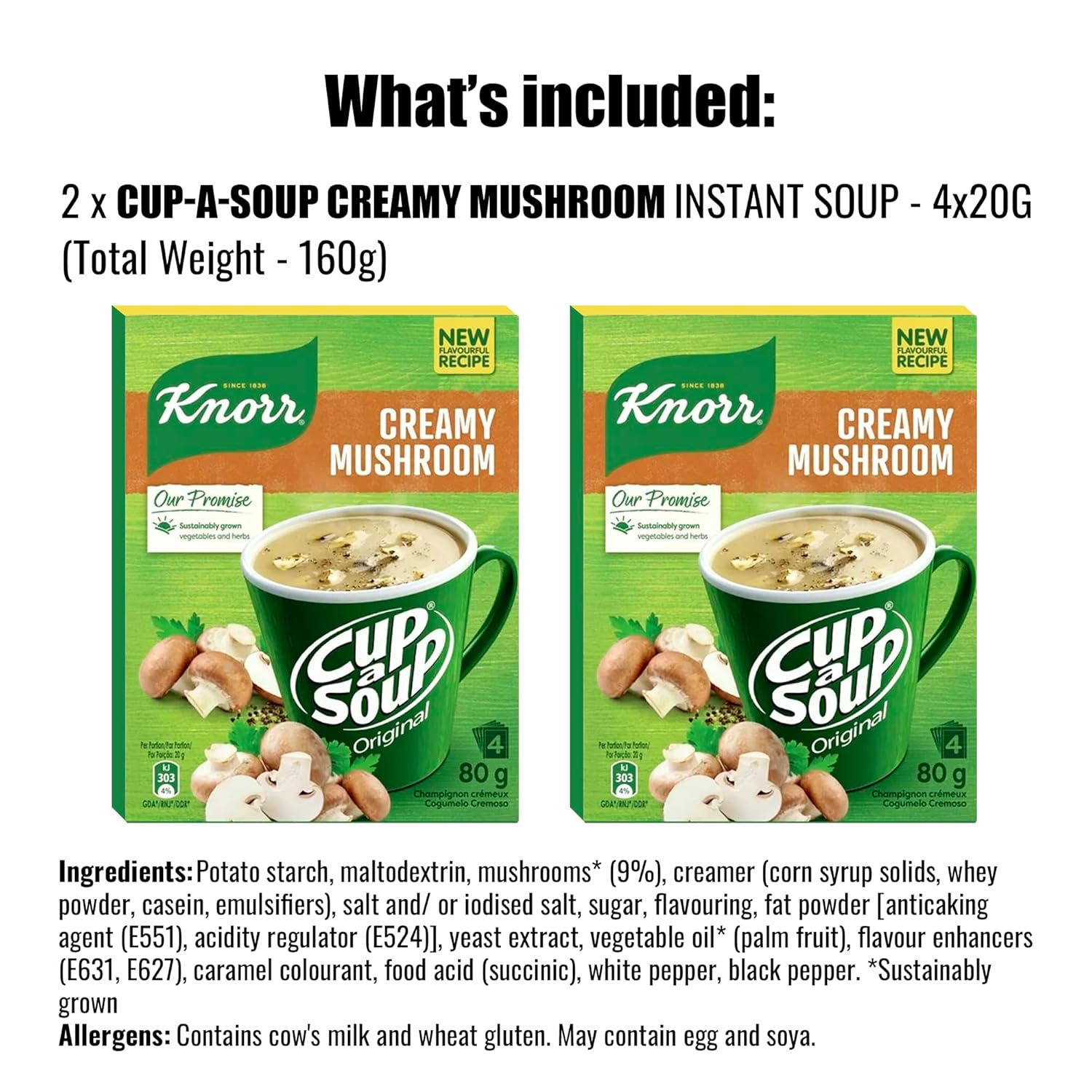 Knorr Creamy Mushroom Cup a Soup, 2 Boxes (8 Sachets)