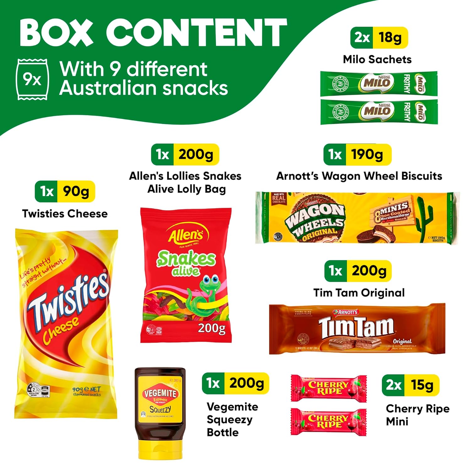 Australian Holiday Snack Box – 12 Authentic Aussie Treats Including, Vegemite, Twisties & More