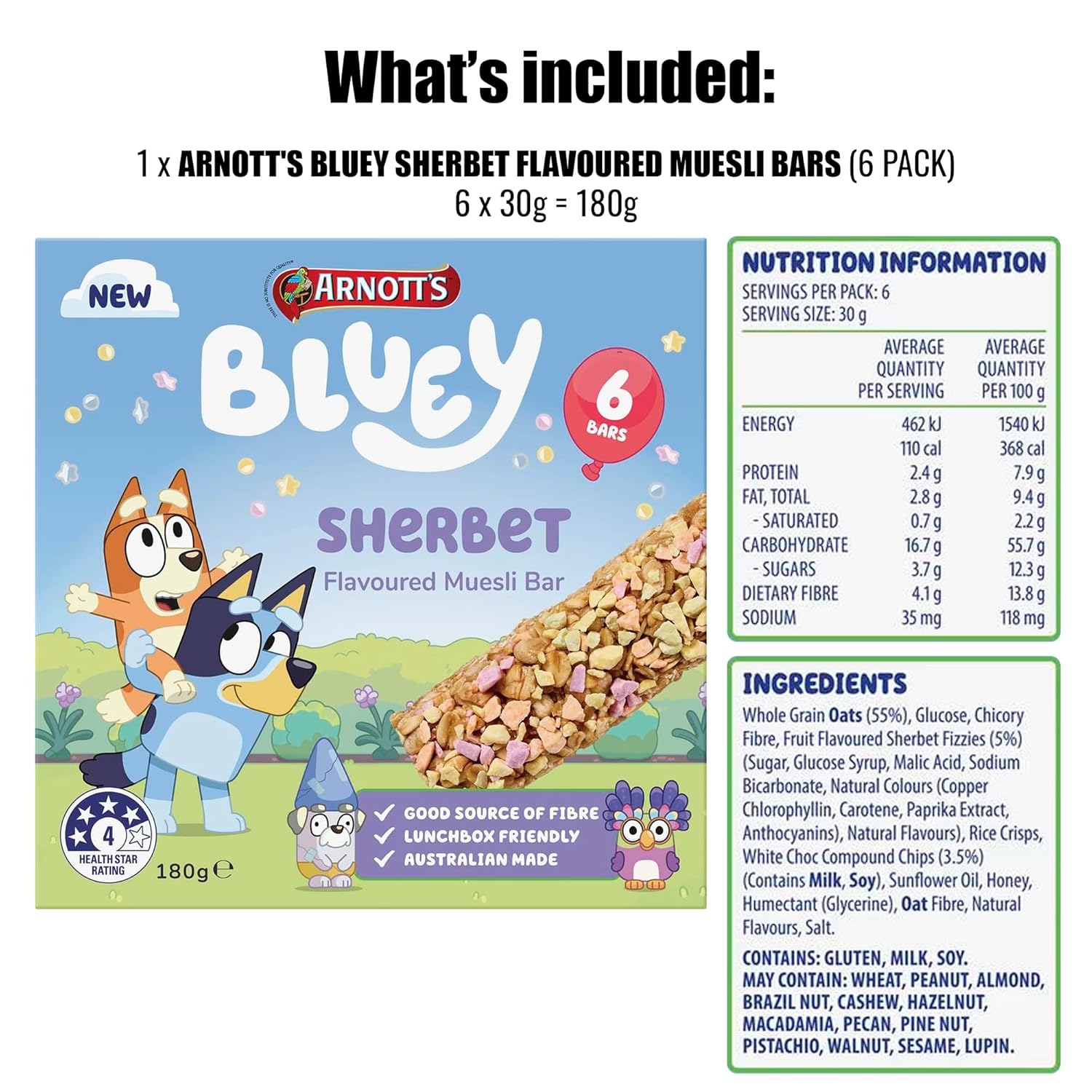 Arnott's Bluey Sherbet Bars