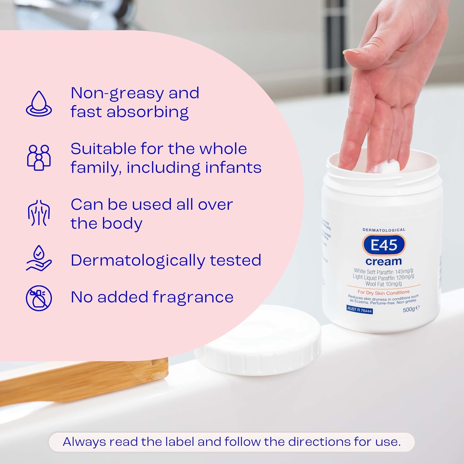 E45 Moisturiser Cream 500g – Body, Face & Hand Moisturiser