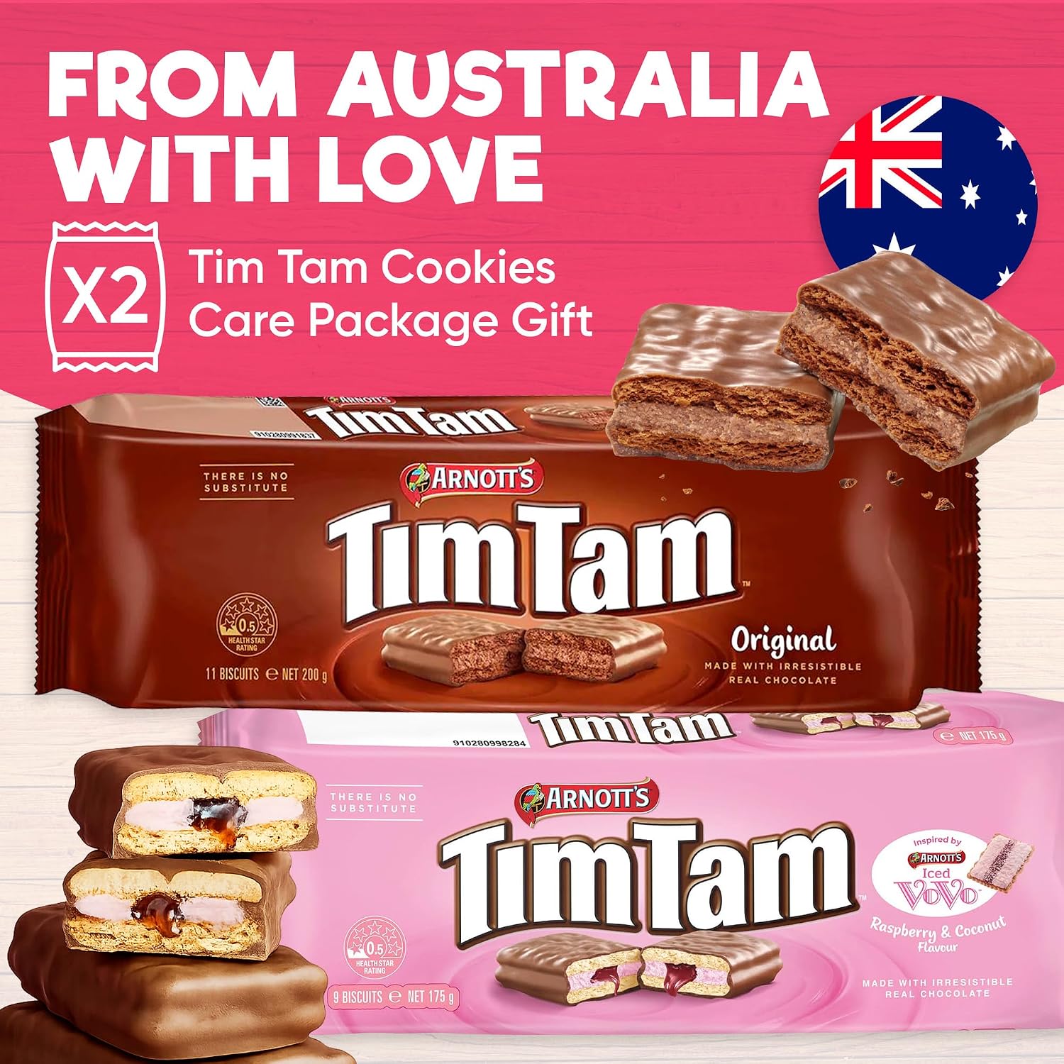 Tim Tam Cookies Gift 2 Pack – Australian Chocolate Biscuits Variety Pack