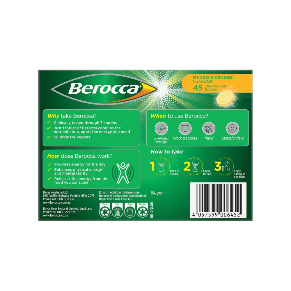 Berocca Energy Vitamin B & C Mango & Orange