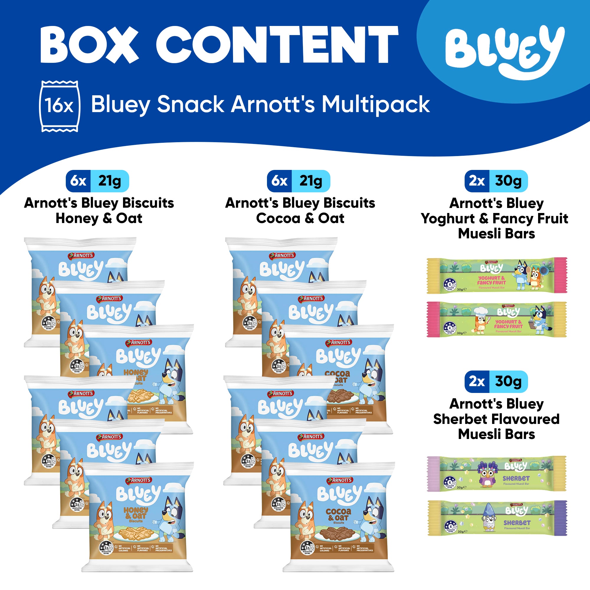 Bluey Snacks Arnotts Multi Pack 16 Pack