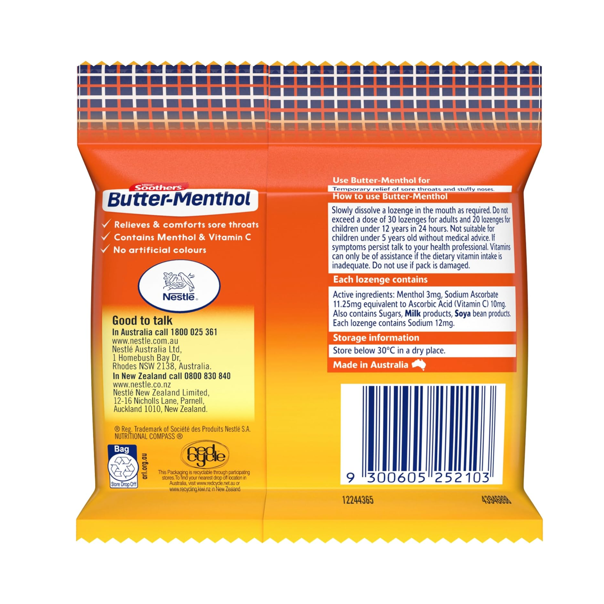 Butter-Menthol Honey Lozenges – 3 x 10 Throat Relief