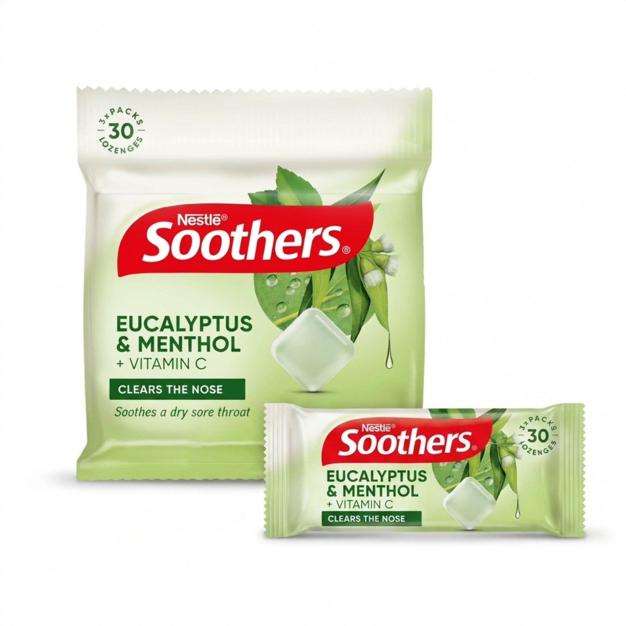 Soothers Eucalyptus & Menthol Lozenges Multipack – 3 x 10 Throat Relief
