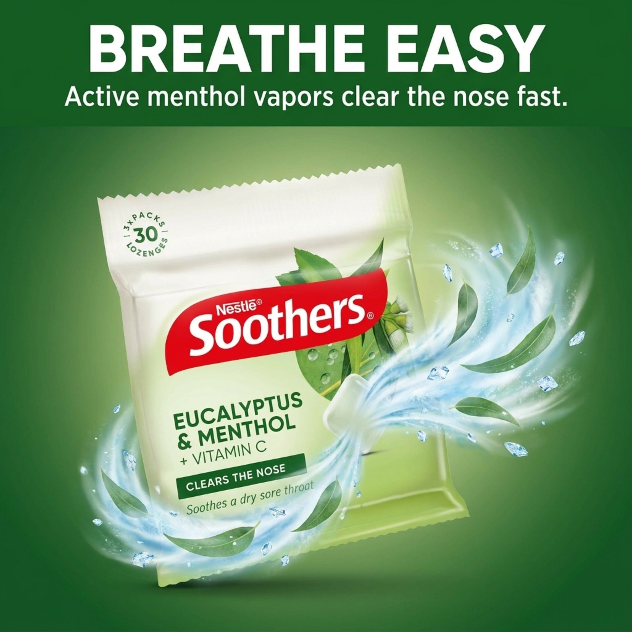 Soothers Eucalyptus & Menthol Lozenges Multipack – 3 x 10 Throat Relief