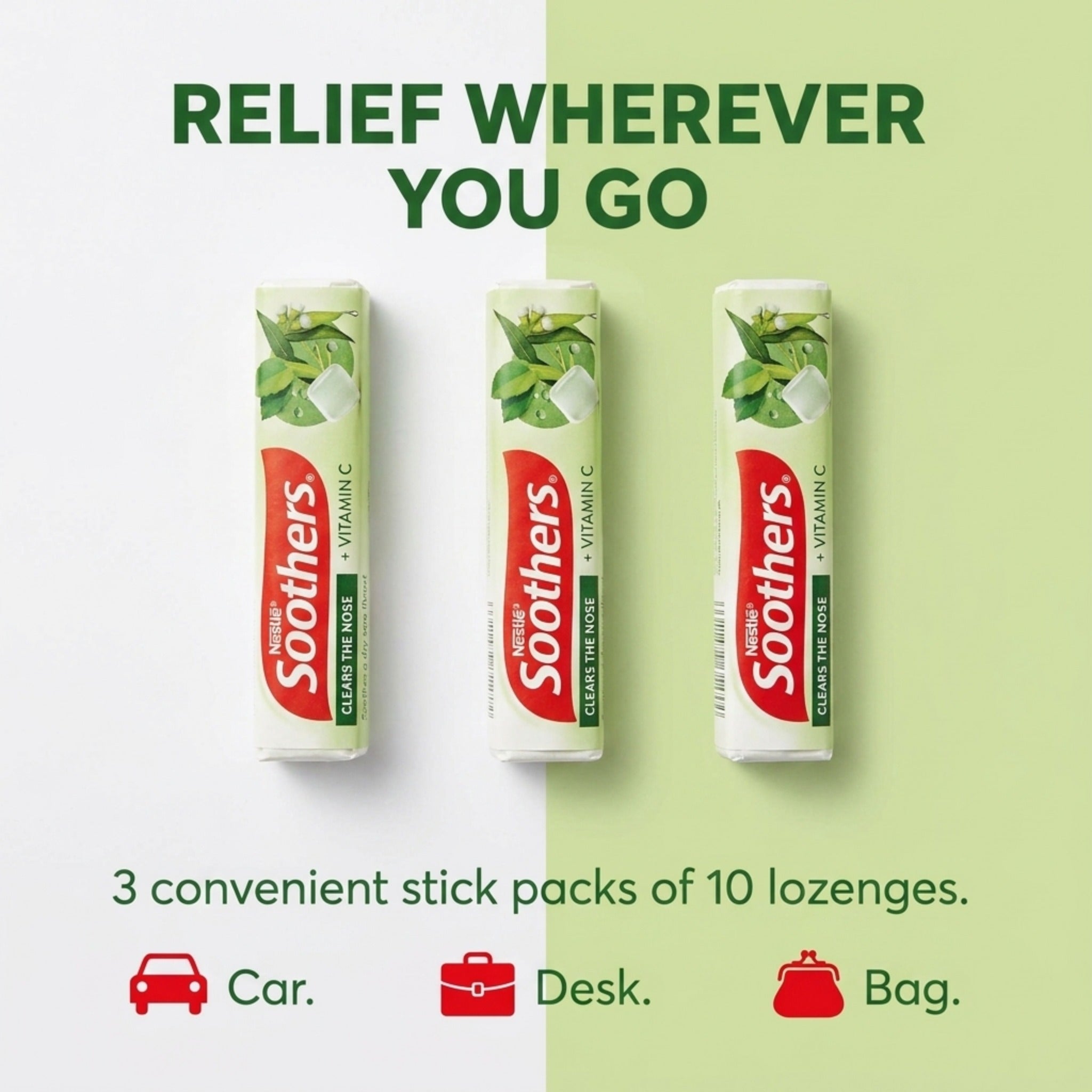 Soothers Eucalyptus & Menthol Lozenges Multipack – 3 x 10 Throat Relief