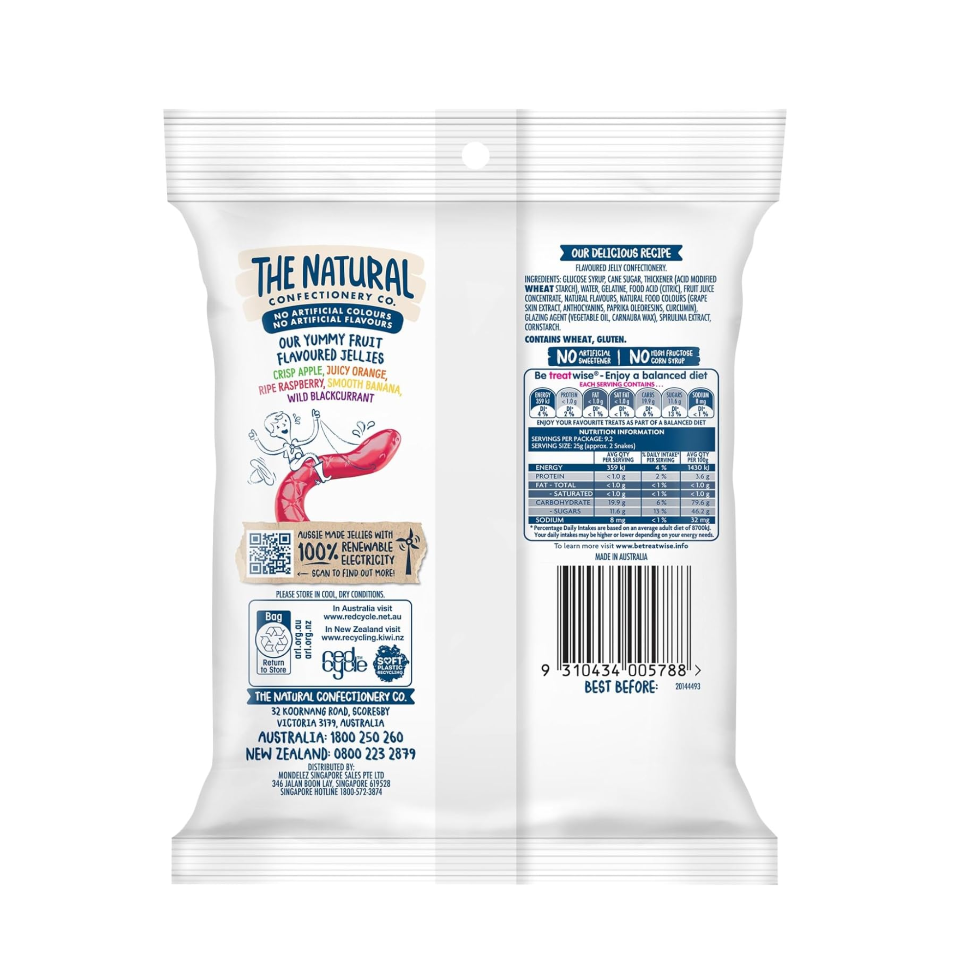 The Natural Confectionery Co Snakes 230g bag