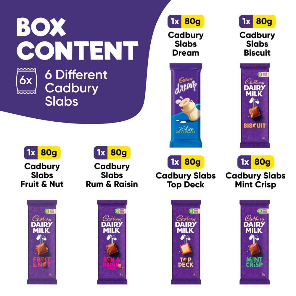 Cadbury Chocolate Slabs – 6 Pack